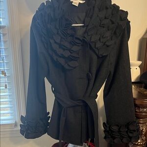 Elegant Black Ruffled Coat